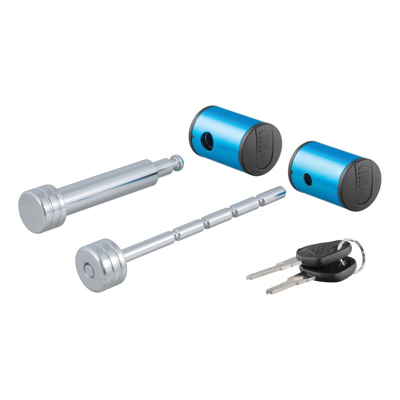 CURT 23505 Right-Angle Trailer Lock Set, 5/8-Inch Pin for 2-Inch Receiver, 1/4 x 3-Inch Coupler Span - Image 1
